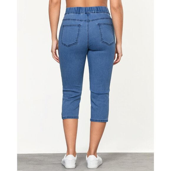 High Waisted Stretchy Denim Capris for Women Size Large Slim Fit Casual - Picture 3 of 7